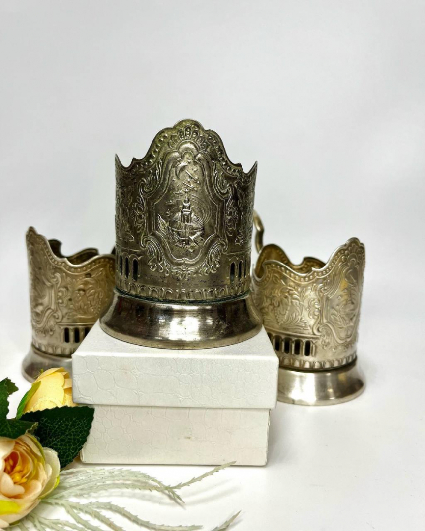 Подстаканник "Советский космос". мнц с серебрением. Каталог! Винтаж, СССР. Картинка 1